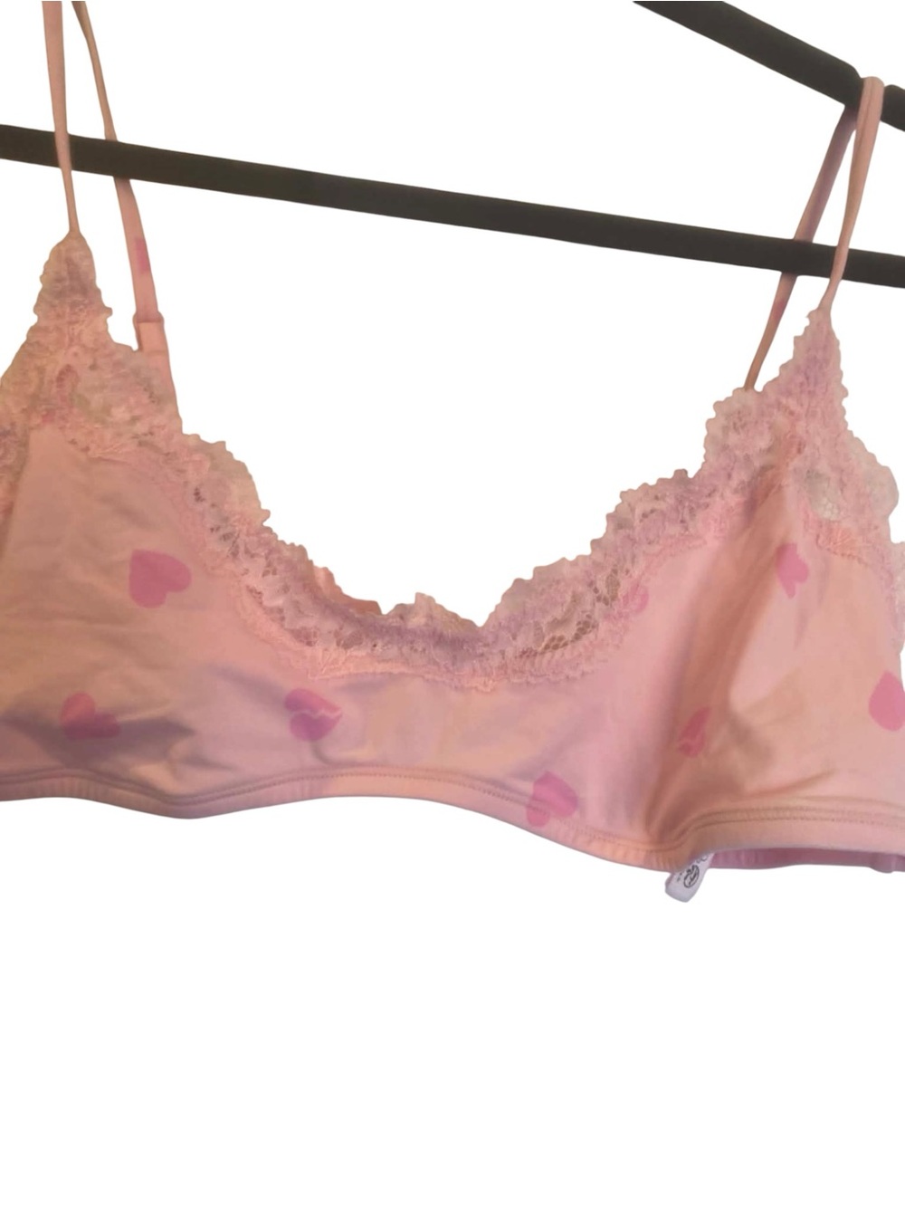 NWOT Skims PINK HEART Lace Bralette Size Large